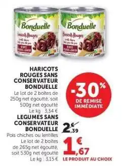Super U HARICOTS ROUGES SANS CONSERVATEUR BONDUELLE offre