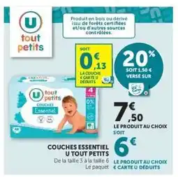 Super U Couches Essentiel U Tout Petits offre