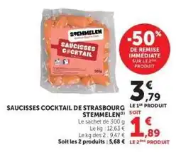 Super U SAUCISSES COCKTAIL DE STRASBOURG STEMMELEN offre