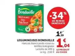 Super U LEGUMINEUSES BONDUELLE offre