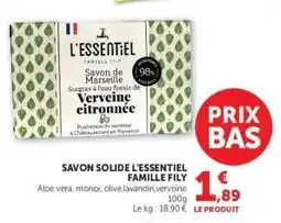 Super U SAVON SOLIDE L'ESSENTIEL FAMILLE FILY offre