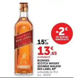 Super U Blended Scotch Whisky Johnnie Walker Red Label 40° offre