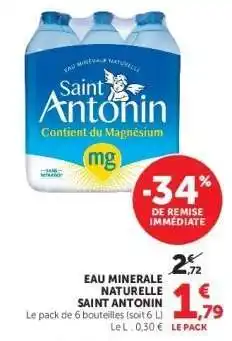 Super U Eau Minérale Naturelle Saint Antonin offre