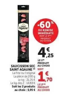 Super U SAUCISSON SEC SAINT AGAÛNE offre