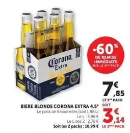 Super U BIERE BLONDE CORONA EXTRA 4.5° offre