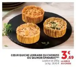 Super U Cœur Quiche Lorraine ou Chorizo ou Saumon Épinards offre