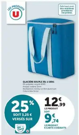 Super U GLACIÈRE SOUPLE 35L U 2EN1 offre