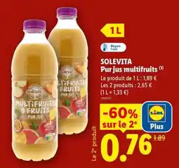 Lidl SOLEVITA Pur jus multifruits offre