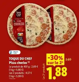 Lidl TOQUE DU CHEF Pizza chorizo offre
