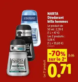Lidl NARTA Déodorant bille hommes offre