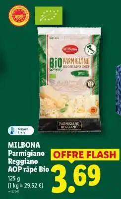 Lidl MILBONA Parmigiano Reggiano AOP râpé Bio offre