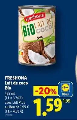 Lidl FRESHONA Lait de coco Bio offre