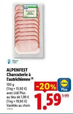 Lidl ALPENFEST Charcuterie à l'autrichienne offre