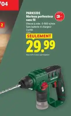Lidl PARKSIDE Marteau perforateur sans fil offre