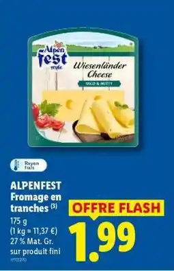 Lidl ALPENFEST Fromage en tranches offre