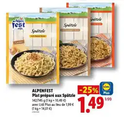 Lidl ALPENFEST Plat préparé aux Spätzle offre