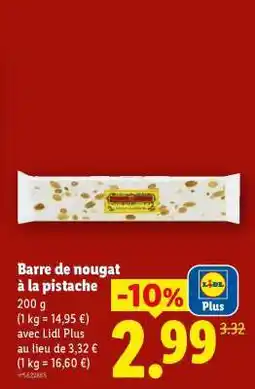 Lidl Barre de nougat à la pistache offre