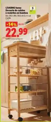 Lidl LIVARNO home Desserte de cuisine à roulettes en bambou offre