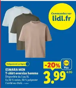 Lidl ESMARA MEN T-shirt oversize homme offre