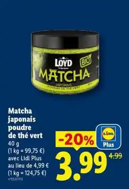Lidl Matcha japonais poudre de thé vert offre