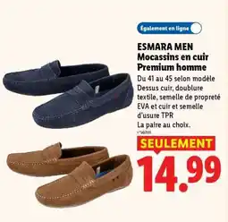 Lidl ESMARA MEN Mocassins en cuir Premium homme offre