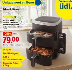 Lidl SILVERCREST Friteuse à air chaud 2 zones superposées offre