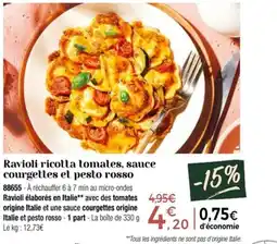 Thiriet Ravioli ricotta tomates, sauce courgettes et pesto rosso offre