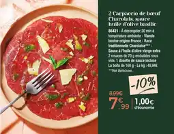 Thiriet 2 Carpaccio de bœuf Charolais, sauce huile d'olive basilic offre