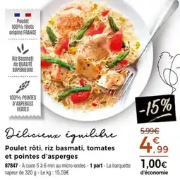 Thiriet Poulet rôti, riz basmati, tomates et pointes d'asperges offre