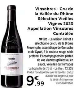 Thiriet Vinsobres - cru de la vallée du rhône sélection vieilles vignes 2023 appellation vinsobres contrôlée offre