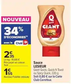 Carrefour Drive Lesieur - sauce offre