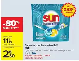 Carrefour Drive Sun - capsules pour lave-vaisselle offre