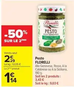 Carrefour Drive Florelli - pesto offre