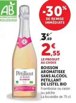 U Express Boisson aromatisee sans alcool petillant de listel bio offre