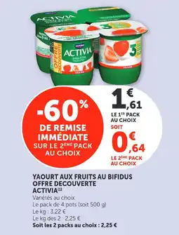 U Express Yaourt aux fruits au bifidus offre decouverte activia offre