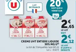 U Express Creme uht entiere liquide 30% mg u offre