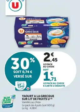 U Express Yaourt a la grecque sur lit de fruits u offre