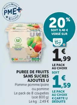 U Express Puree de fruits sans sucres ajoutes u offre