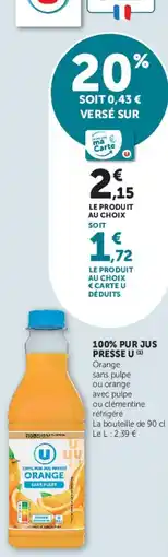 U Express 100% pur jus presse u offre