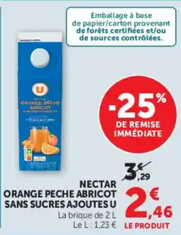 U Express Nectar orange peche abricot sans sucres ajoutes u offre