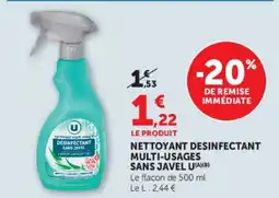 U Express Nettoyant desinfectant multi-usages sans javel u offre