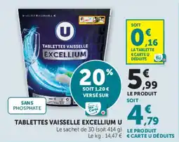 U Express Tablettes vaisselle excellium u offre