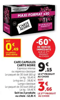 U Express Cafe capsules carte noire offre