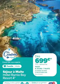 Carrefour Drive Sejour a malte hôtel ramla bay resort 4 offre
