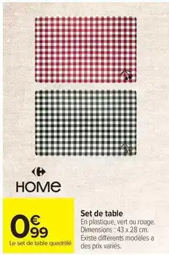 Carrefour Home Set de table offre