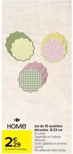 Carrefour Home Lot de 10 assiettes décorées offre