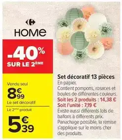 Carrefour Home Set décoratif 13 pièces offre