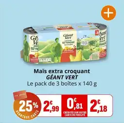 Coccimarket Maïs extra croquant géant vert offre