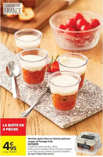 Guyader Verrines apéro thon au chorizo poivrons rouges et fromage frais