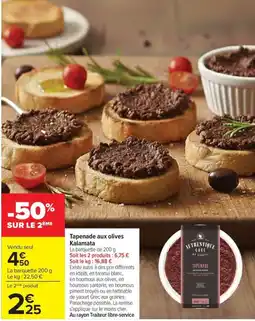 Carrefour Tapenade aux olives Kalamata offre